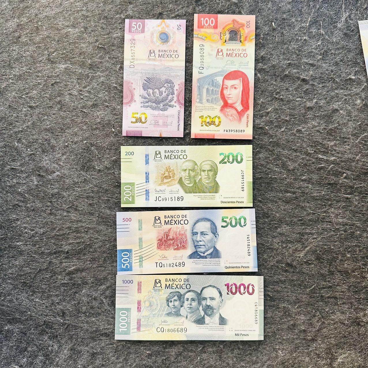 🇲🇽🇳🇦2526$ $墨西哥50-100-1000比索纪念钞和纳米比亚Hybrid窗口复合钞
