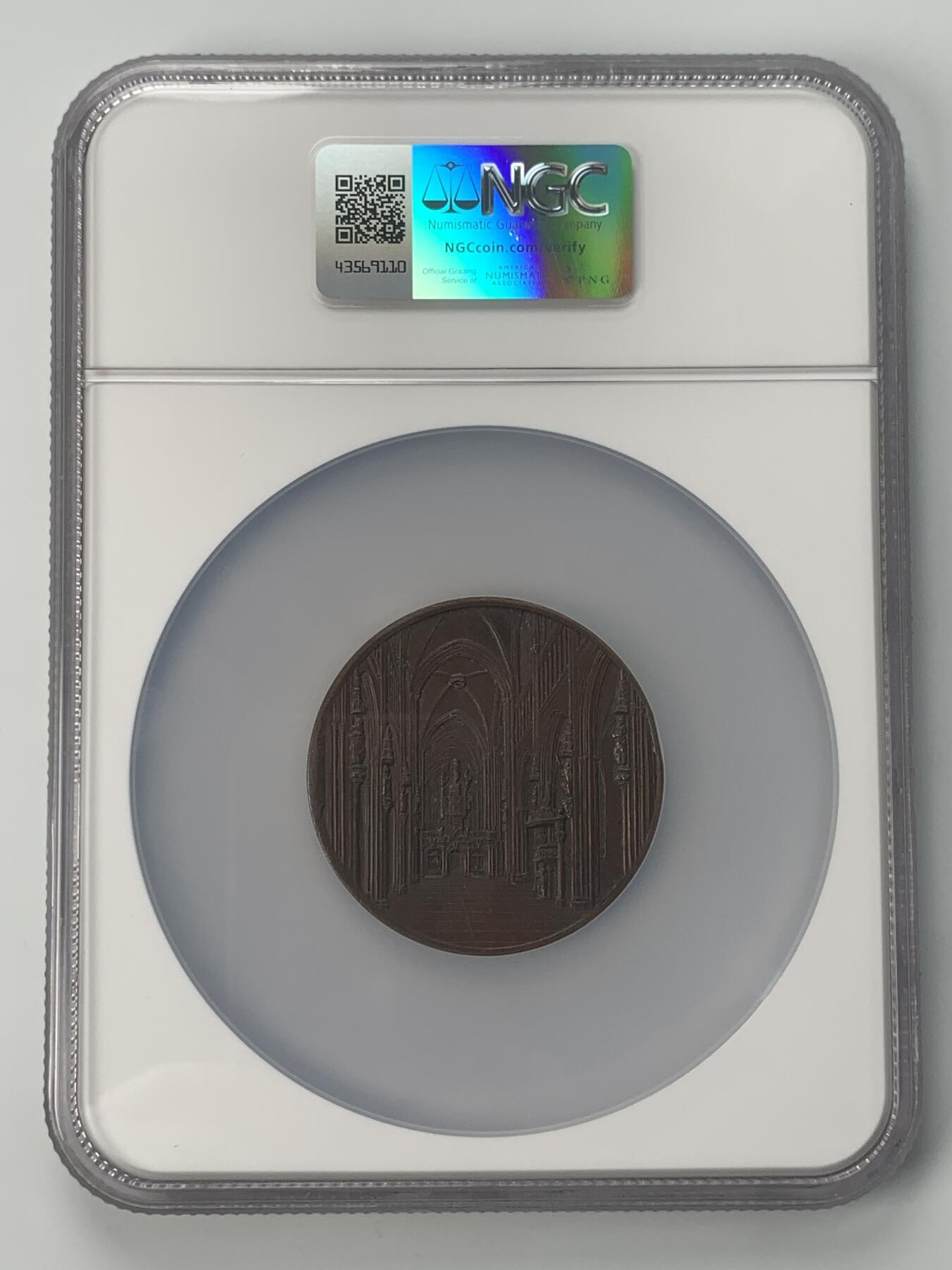 掌中浮雕-藏着的欧洲第037场 NGC MS62 : 1846年比利时圣索维尔大教堂铜章，