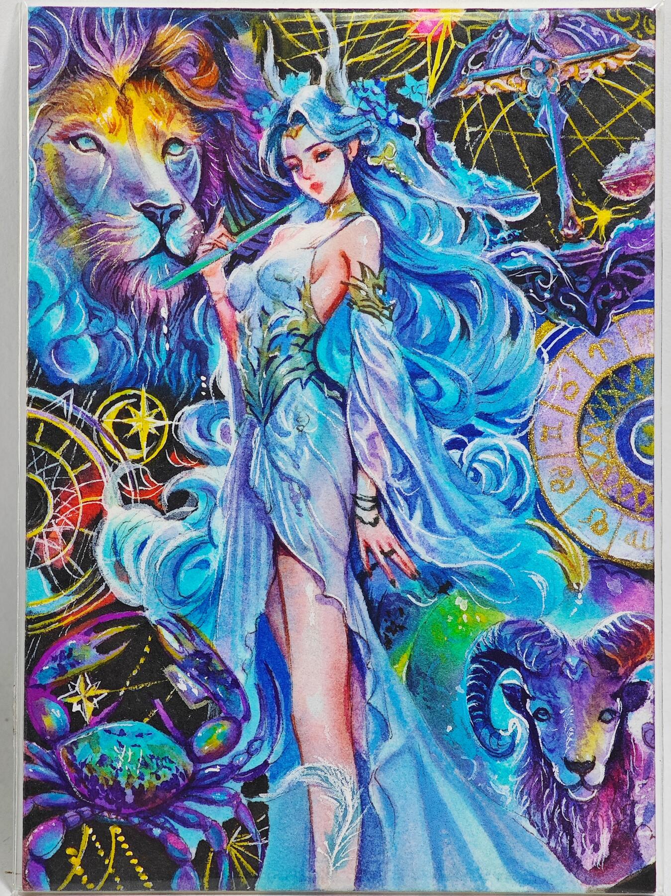 白泽拍卖卡牌手绘专场第26期（霜降天寒蝉噤语，风高夜冷桂留香） 2025 TXS.ART手绘卡 星座  Ting亲签
