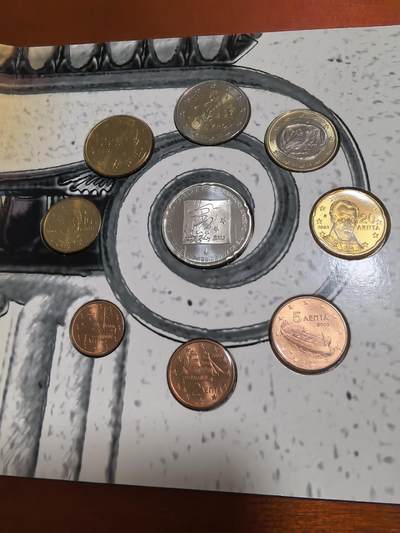 长老汇蛇年精选第六十一场拍卖 2003希腊欧洲和平9枚欧元套币，卡装，含10欧元同主题精制银币1枚