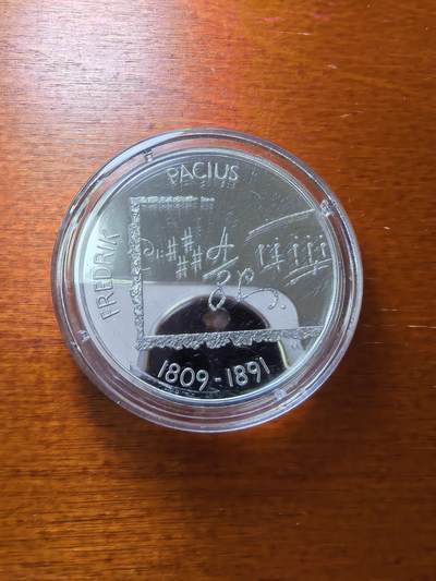 长老汇蛇年精选第六十一场拍卖 2009芬兰音乐家帕修斯10欧元精制银币，精制2.8万枚，盒证全