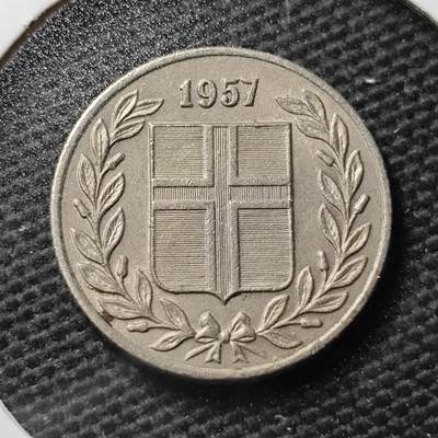 KK钱币收藏小铺 第355场 2月预留时间 周末发货 -  1957冰岛25奥拉