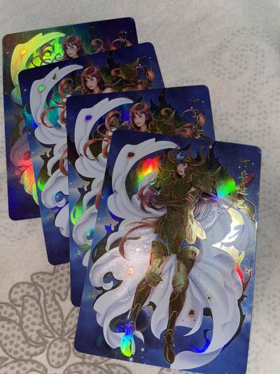 阳大大卡牌拍卖第76期（持续收拍品，周五晚上九点截拍，进群福利早知道） - 阿鲁迪巴 黄金圣斗士 4张 彩闪 清凉版