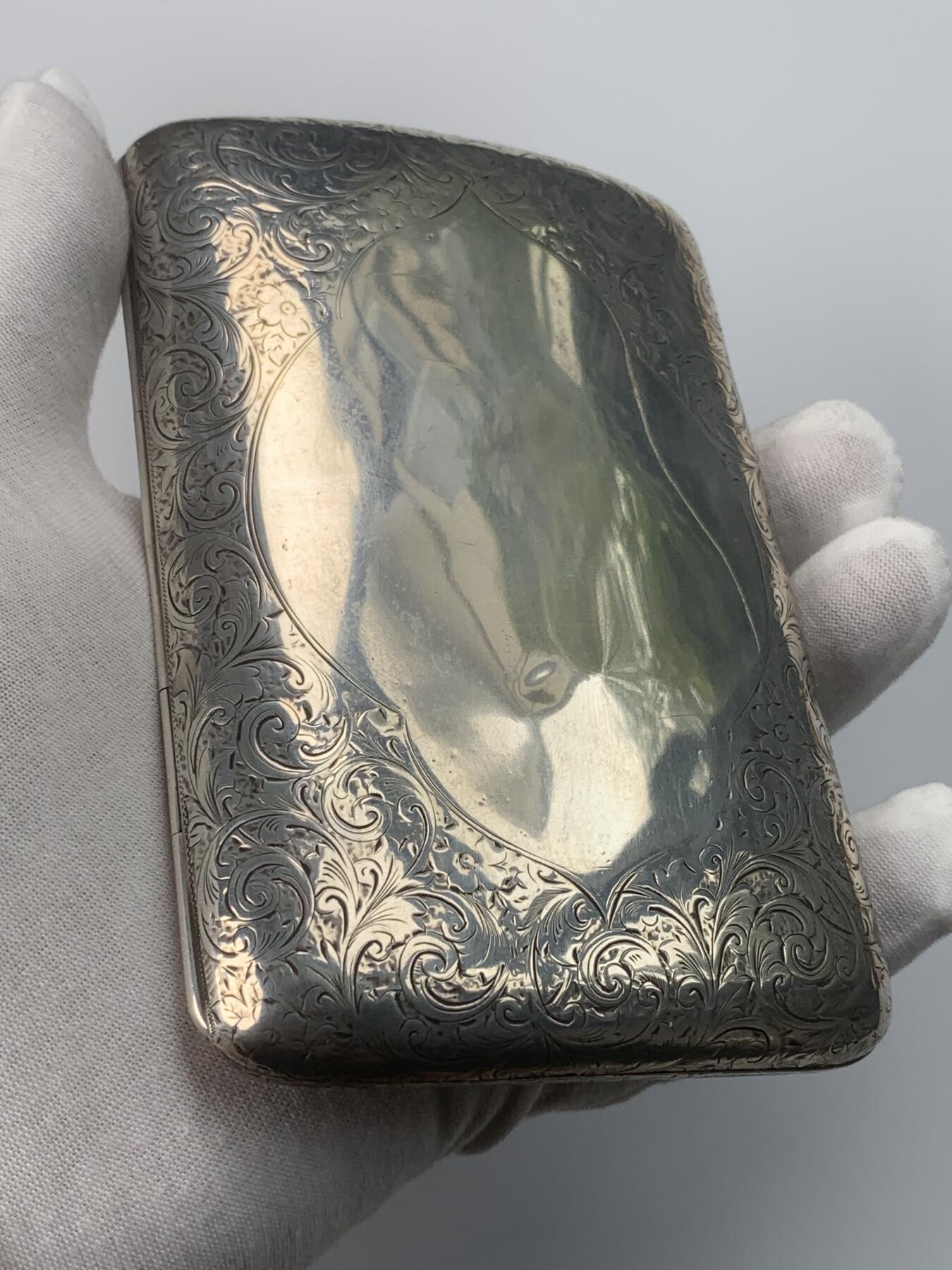 掌中浮雕-藏着的欧洲第037场 1896年英国伯明翰银质烟盒（留白）盒内镀金，130mm X 86mm，重173g