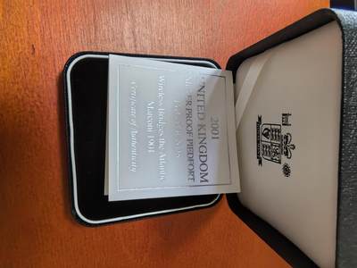 长老汇蛇年精选第六十一场拍卖 2001英国首次跨大西洋无线通讯2英镑双色精制加厚币，盒证全，1万枚