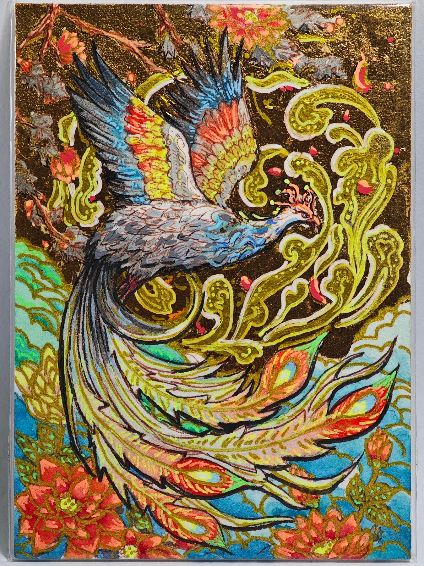 白泽拍卖卡牌手绘专场第26期（霜降天寒蝉噤语，风高夜冷桂留香） 2025 格林文创手绘卡 凤舞九天  Y-Art亲签