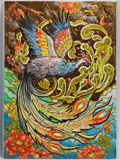 白泽拍卖卡牌手绘专场第26期（霜降天寒蝉噤语，风高夜冷桂留香） - 2025 格林文创手绘卡 凤舞九天  Y-Art亲签