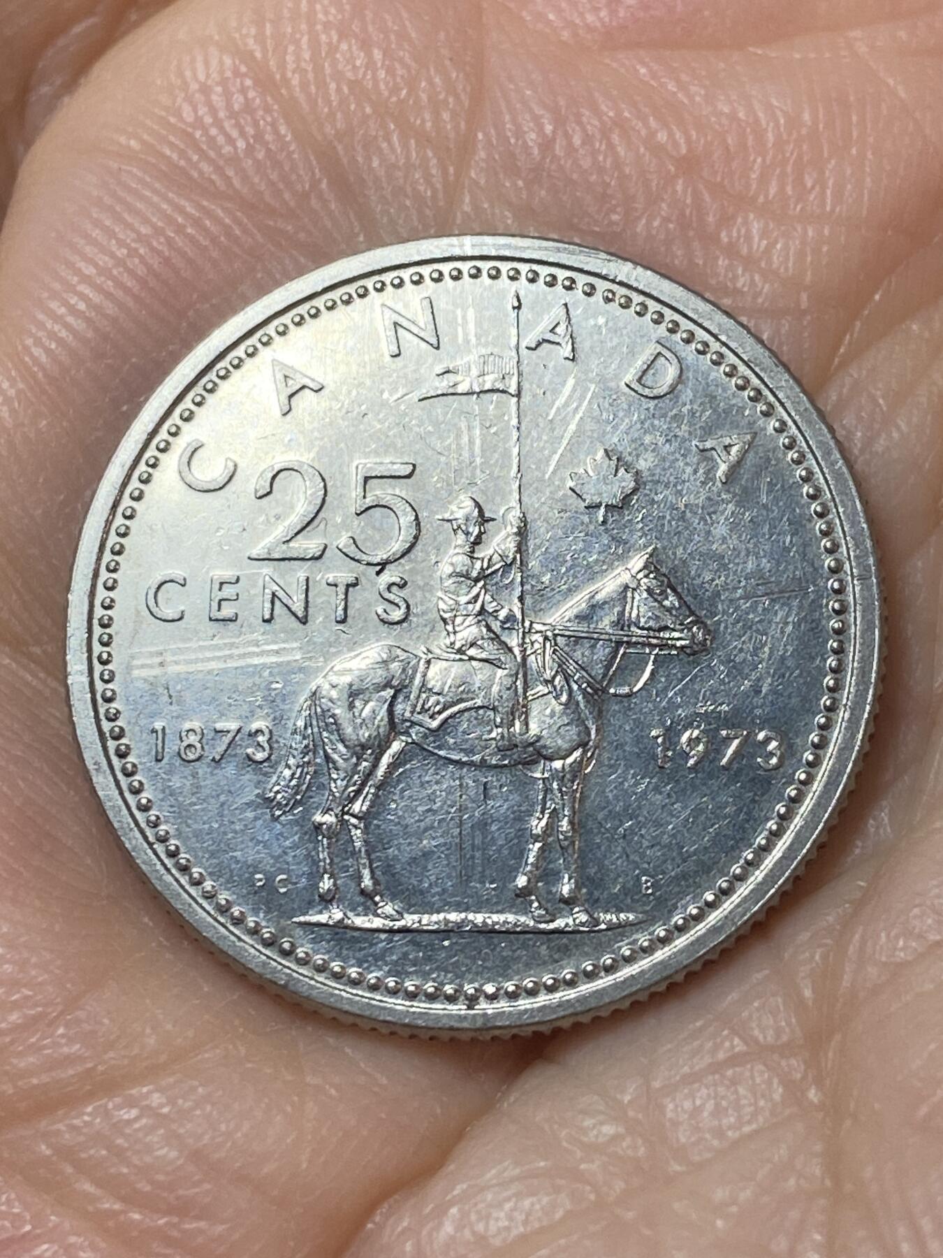 2025年第一百一十场(总第一百三十六场）外国好品散币(免佣金) 加拿大🇨🇦1973年25分(皇家骑警成立百年纪念币)