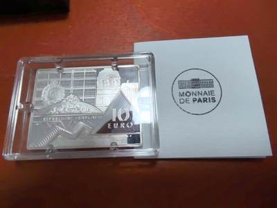 长老汇蛇年精选第六十一场拍卖 2020法国葛饰北斋名作神奈川冲浪里10欧元矩形精制银币，盒证全，3000枚