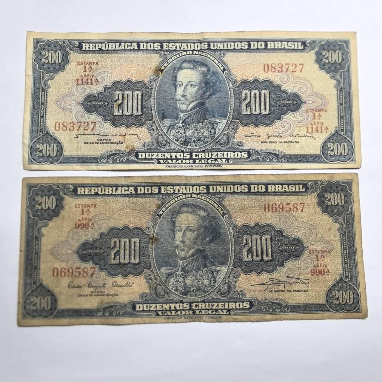 各国外币第93期 无佣金 巴西200克鲁塞罗 不同签名