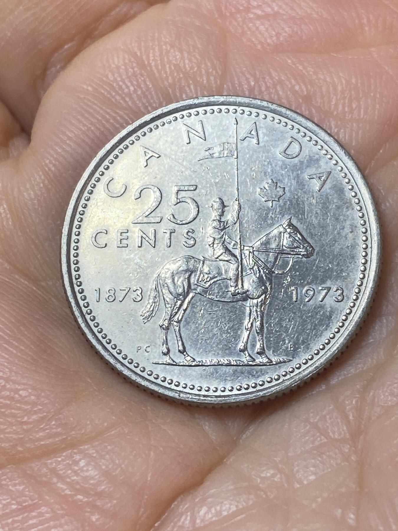 2025年第一百一十场(总第一百三十六场）外国好品散币(免佣金) 加拿大🇨🇦1973年25分(皇家骑警成立百年纪念币)