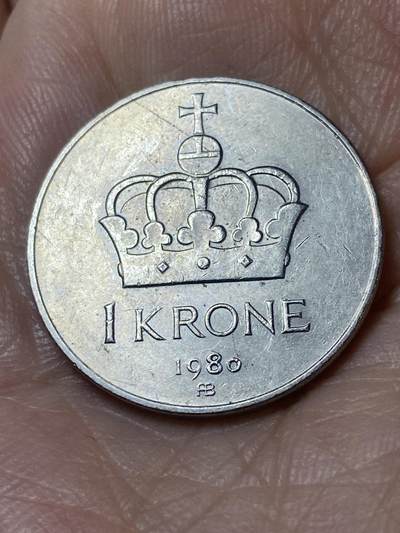 2025年第一百一十场(总第一百三十六场）外国好品散币(免佣金) - 挪威🇳🇴1980年1克朗(奥拉夫五世第二套，AB标)