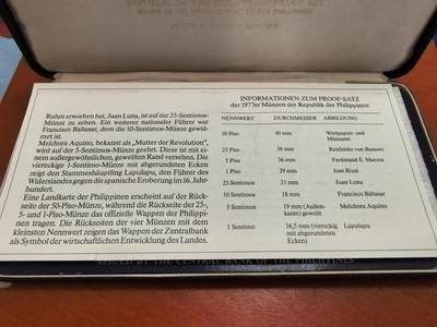 长老汇蛇年精选第六十一场拍卖 1977菲律宾新造币设施启用8枚精制币套币，盒证全，含高银50比索银币，27.4克925银，币中币和低银25比索银币，25克500银各1枚，4822套