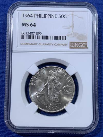 《竞宝斋》第428场 周日，周一  2场连拍 （全场包邮） - NGC MS64 菲律宾1964年打铁女神50分 经典的延续了美属时期的打铁女神图案 车轮光状态漂亮！