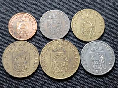 KK钱币收藏小铺 第355场 2月预留时间 周末发货 -  拉脱维亚大小面值一组