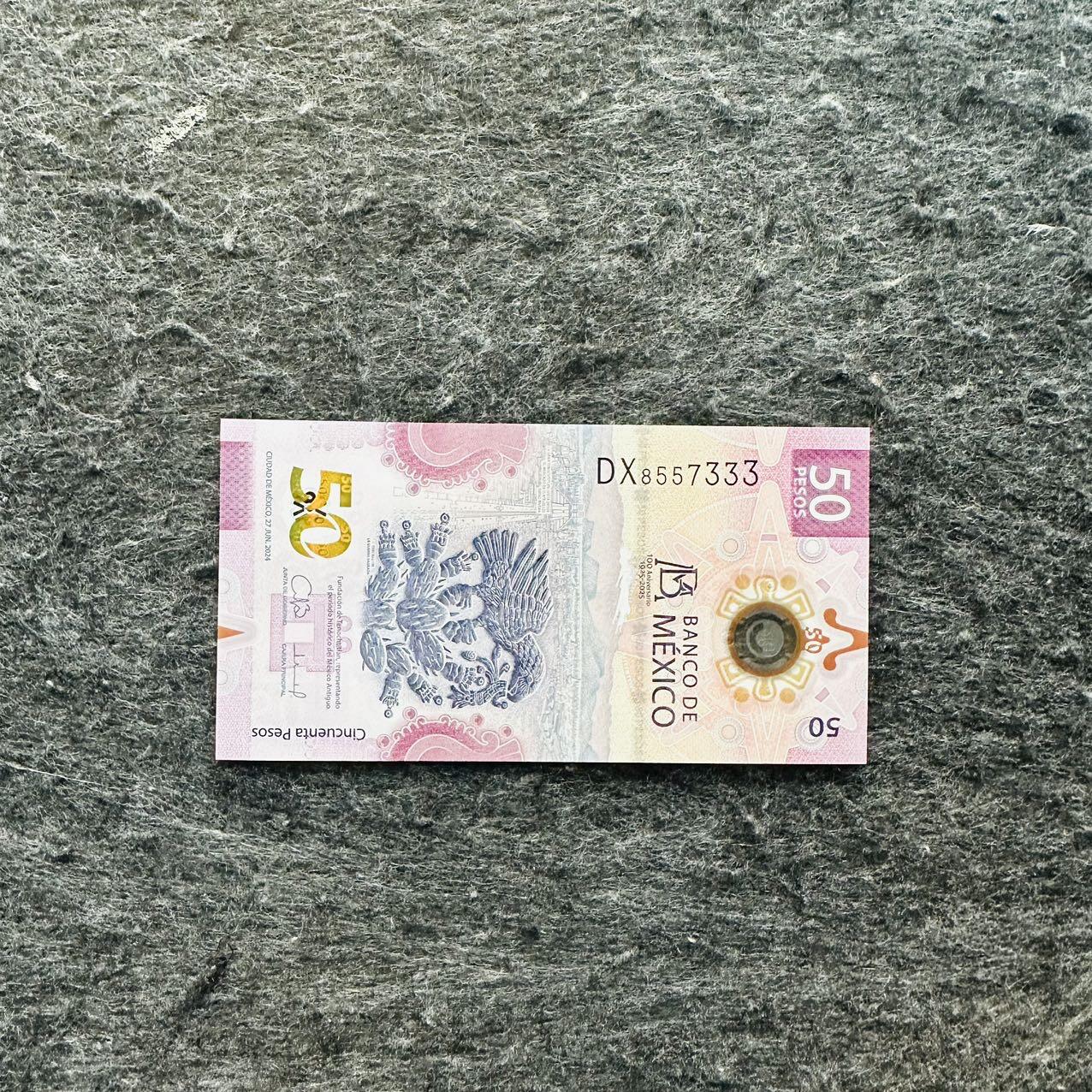 🇲🇽🇳🇦2526$ $墨西哥50-100-1000比索纪念钞和纳米比亚Hybrid窗口复合钞 纪念钞，豹子号333，DX8557333