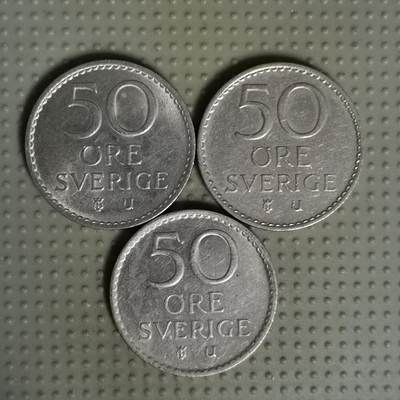 2025年第99场各国散币拍卖（总第99场） - 瑞典50欧尔3枚