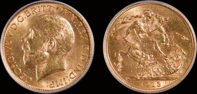 南京三省2025年秋季拍卖会 - 1913年英国乔治五世马剑金币/ 广州公博 MS64/ 1710559683