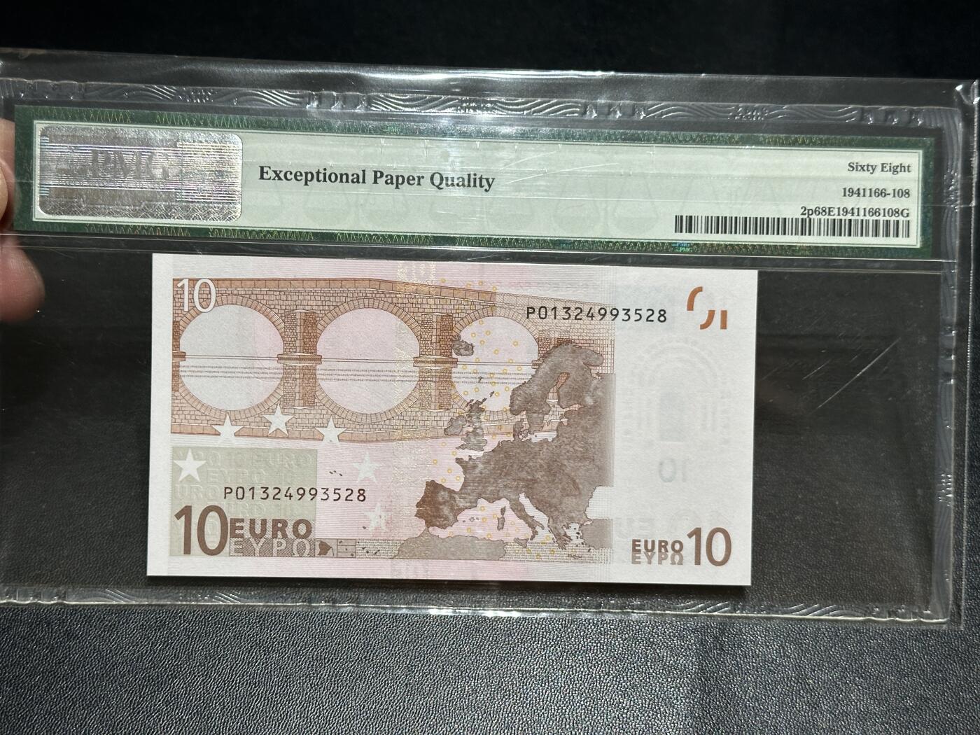 《外钞收藏家》第五百七十五期（本期精选丰富品种好货、欢迎参加）（本平台长期征集拍品、欢迎藏友们联系合作） 2002年一签10欧元 PMG68高分 荷兰版