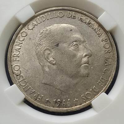 【全场包邮】纯粹捡漏拍469场-持续更新中 - 西班牙1966年佛朗哥独裁100比塞塔银币-保粹MS64