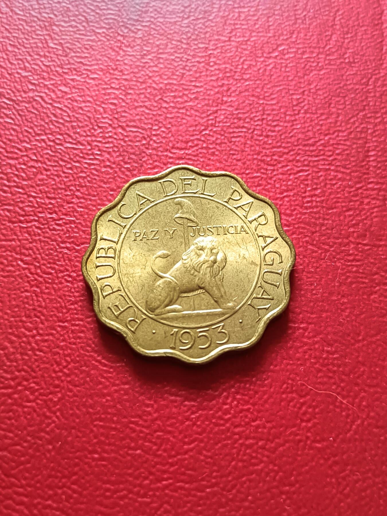 【云涧收藏】第七十一场 巴拉圭1953年25分，UNC