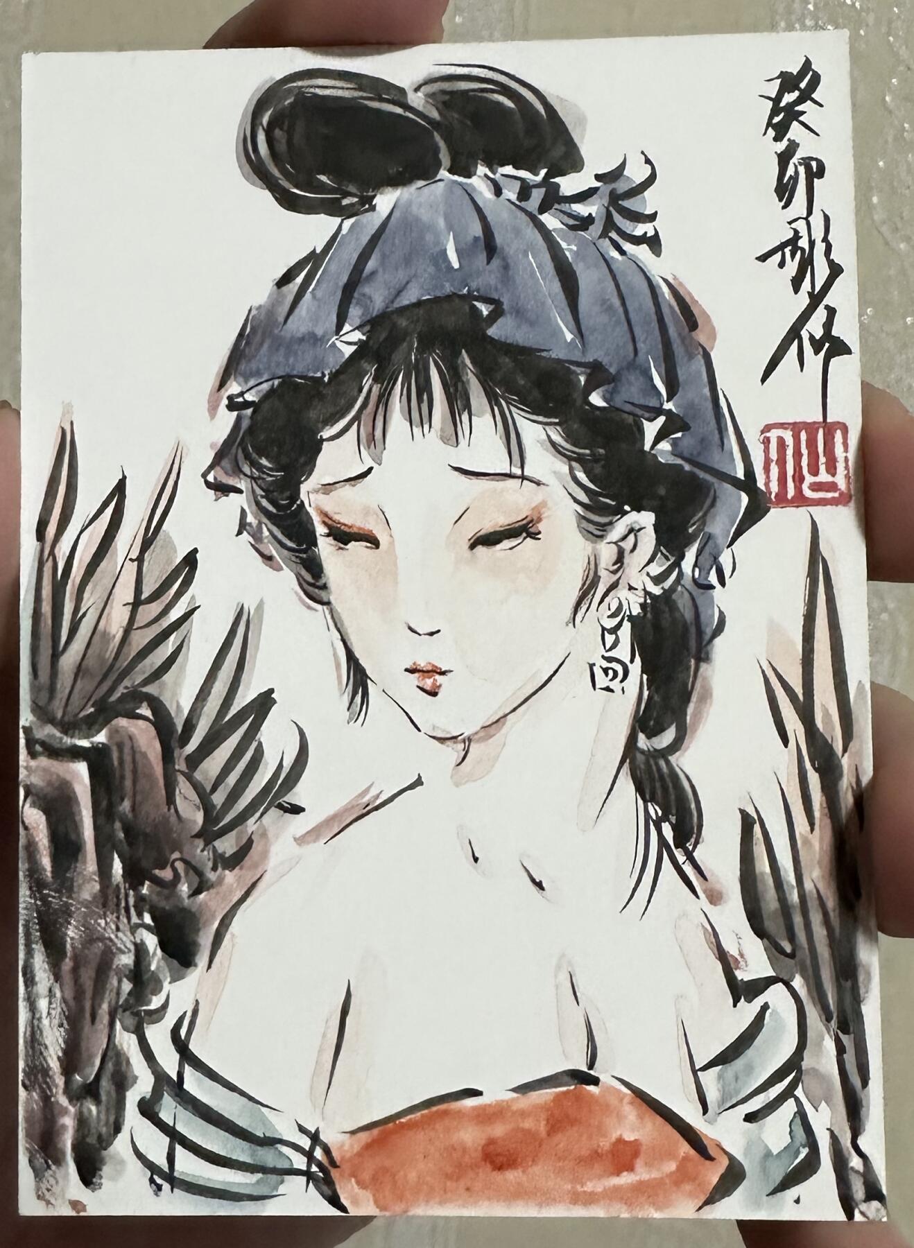 阳大大卡牌拍卖第76期（持续收拍品，周五晚上九点截拍，进群福利早知道） 彫仙手绘卡作品 《西施》 2023年漫威盲盒（作品左下角有画完未干时触碰留下的大拇指指纹，介意勿拍）