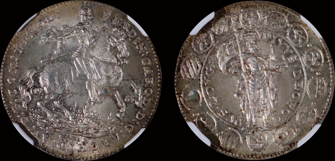 南京三省2025年秋季拍卖会 “1642年”1963年后铸奥地利2杜卡特银币/ NGC MS66/ 8201375-025