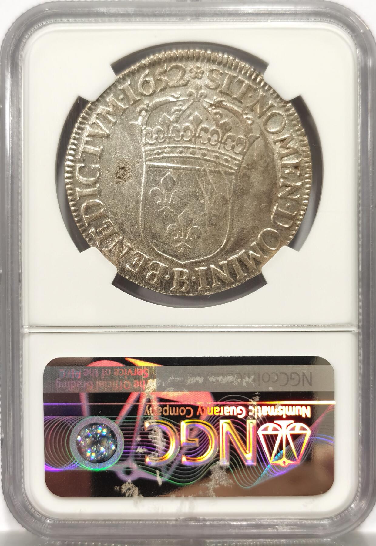 博洋堂世界钱币拍卖第143期（全场包邮） NGC AU58 法国1652年路易十四儿童版银币，将近四百年的老银币，银光充沛，状态一流，目前法国币价格洼地，性价比极高