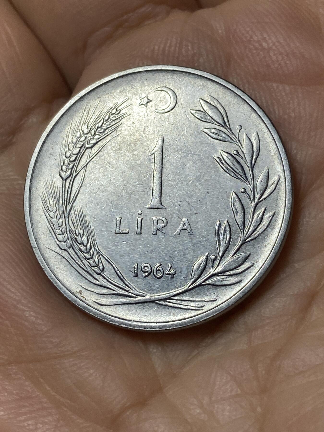 2025年第一百一十场(总第一百三十六场）外国好品散币(免佣金) 土耳其🇹🇷1964年1里拉(第五套第二版，8克版)