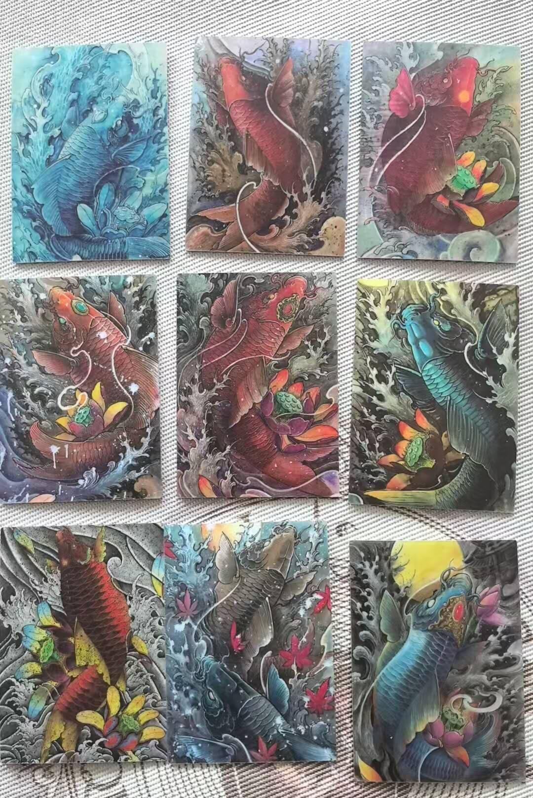 龙虎卡牌第五十九场（无佣金，满120包邮，周六晚上结拍，欢迎送拍） 镜面卡9张全 星宿文化 红背锦鲤一套（未撕膜）