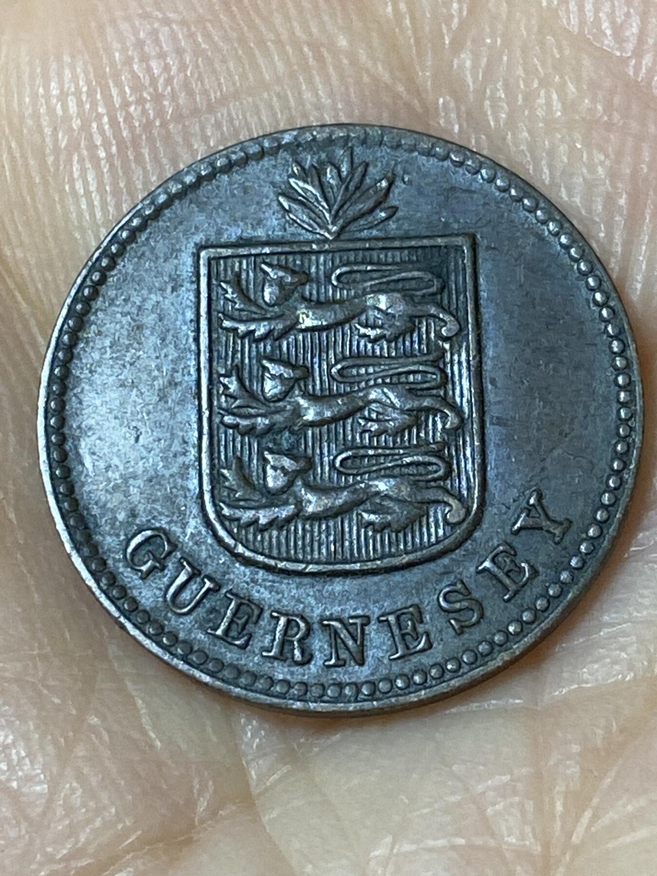 2025年第一百一十场(总第一百三十六场）外国好品散币(免佣金) 英属根西岛🇬🇬1914年1道布(乔治五世时期，H标喜敦厂造)