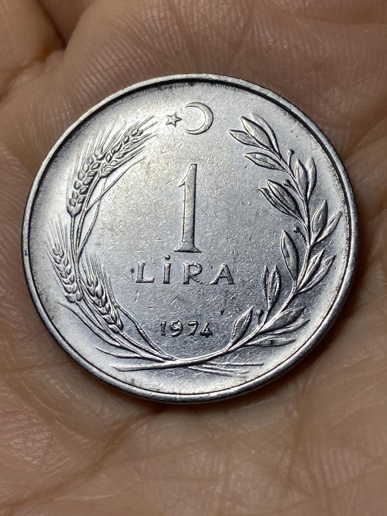2025年第一百一十场(总第一百三十六场）外国好品散币(免佣金) 土耳其🇹🇷1974年1里拉(第五套第三版，7克版)