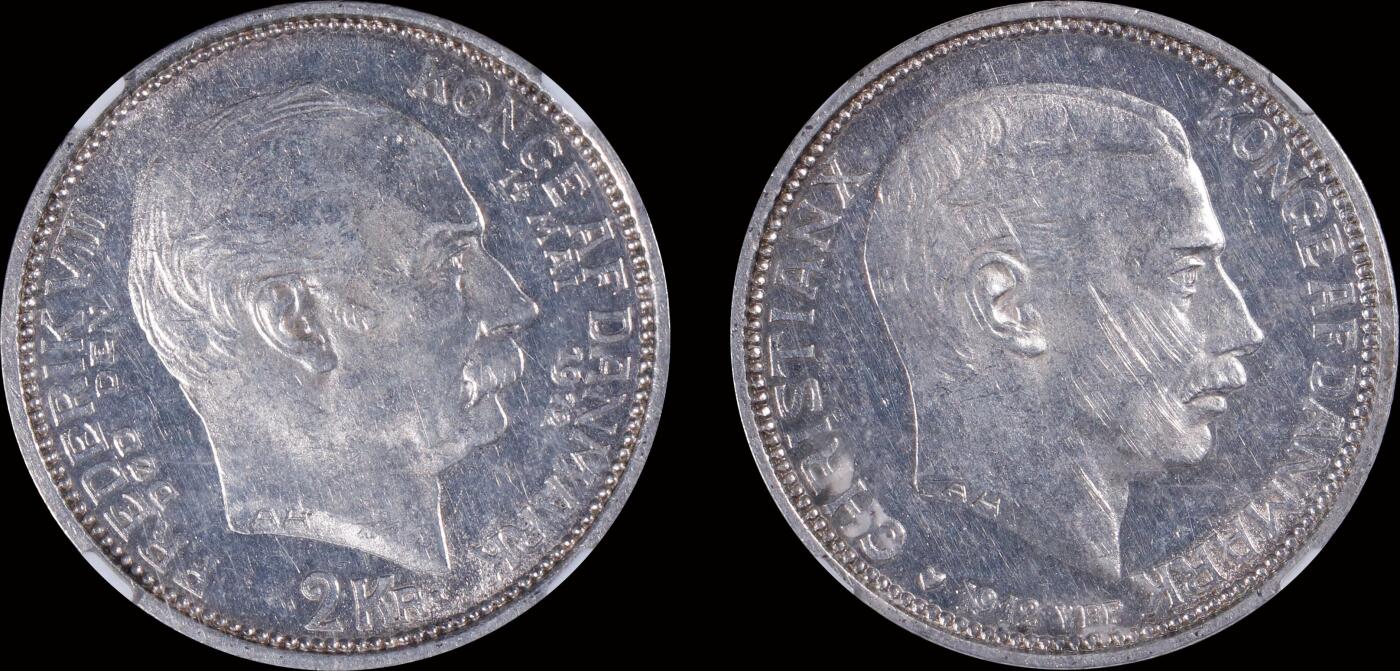 南京三省2025年秋季拍卖会 1912年丹麦克里斯蒂安十世即位2克朗银币/ NGC