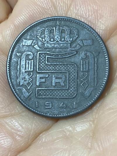 2025年第一百一十场(总第一百三十六场）外国好品散币(免佣金) - 比利时🇧🇪1941年5法郎(利奥波德三世时期，法语版)