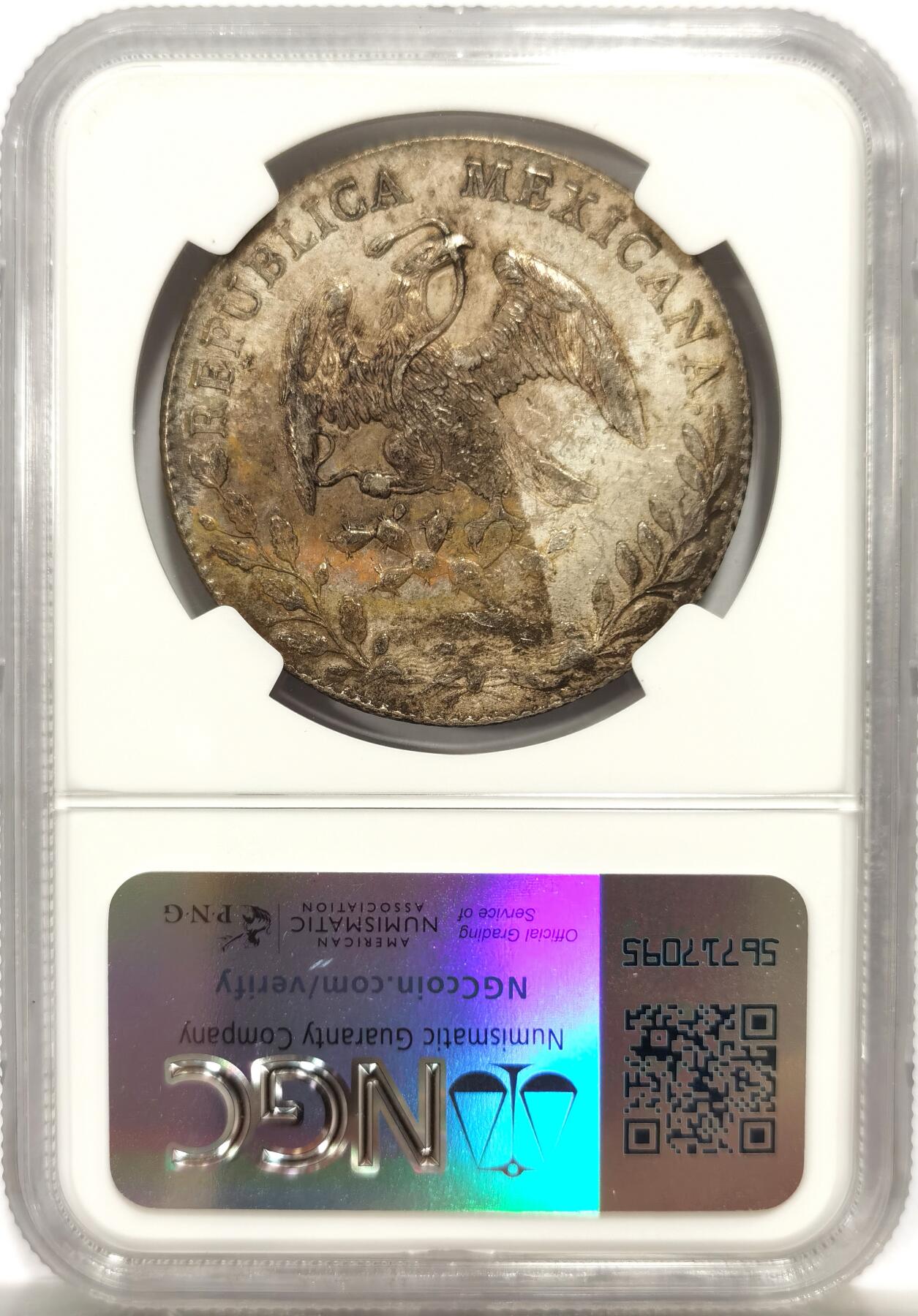 博洋堂世界钱币拍卖第143期（全场包邮） NGC AU55 墨西哥1896年MO AM版花边鹰洋，原味包浆