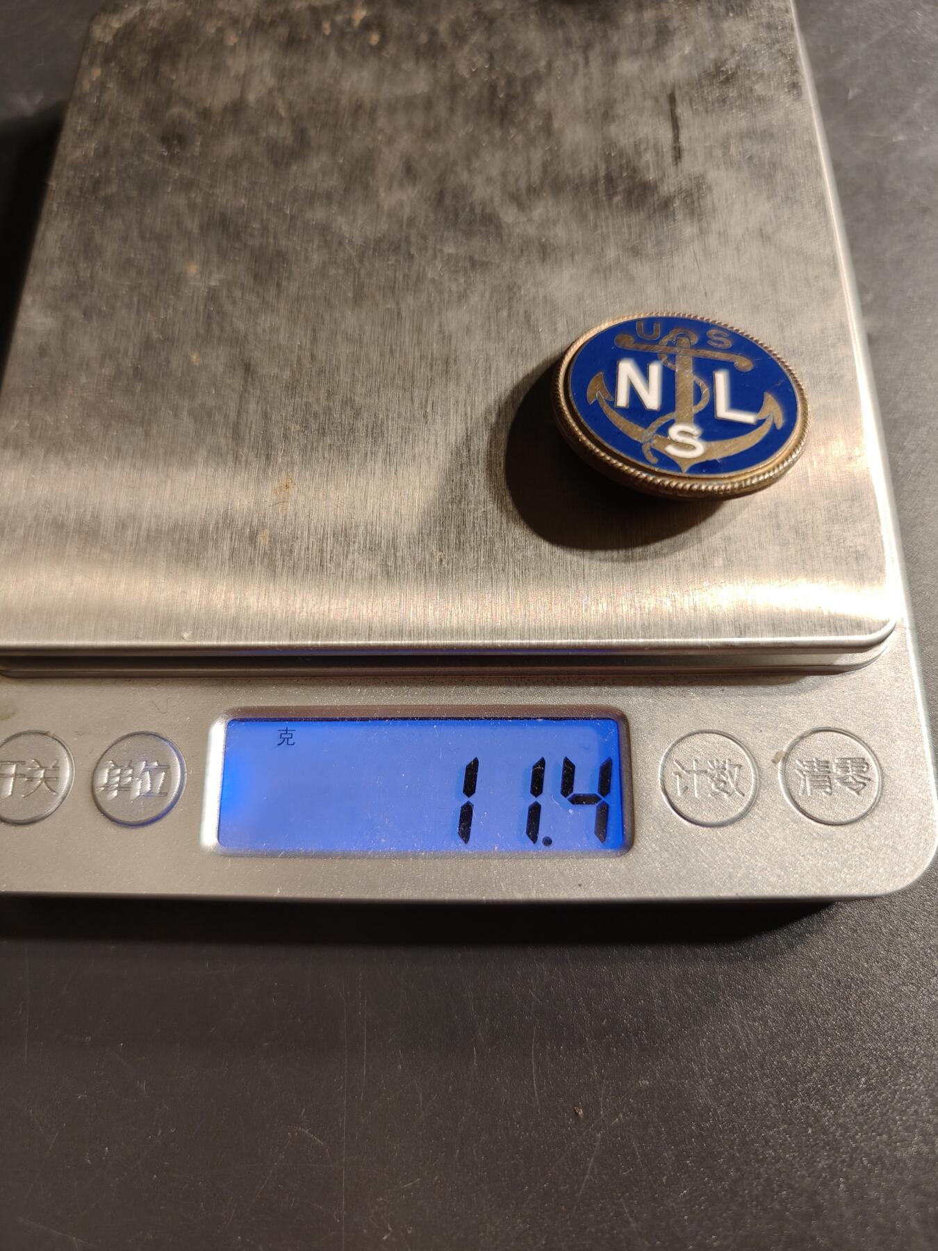老王徽章第156期 美国海军联盟证章    二战时期横针版    925银镀金珐琅    11.4g 