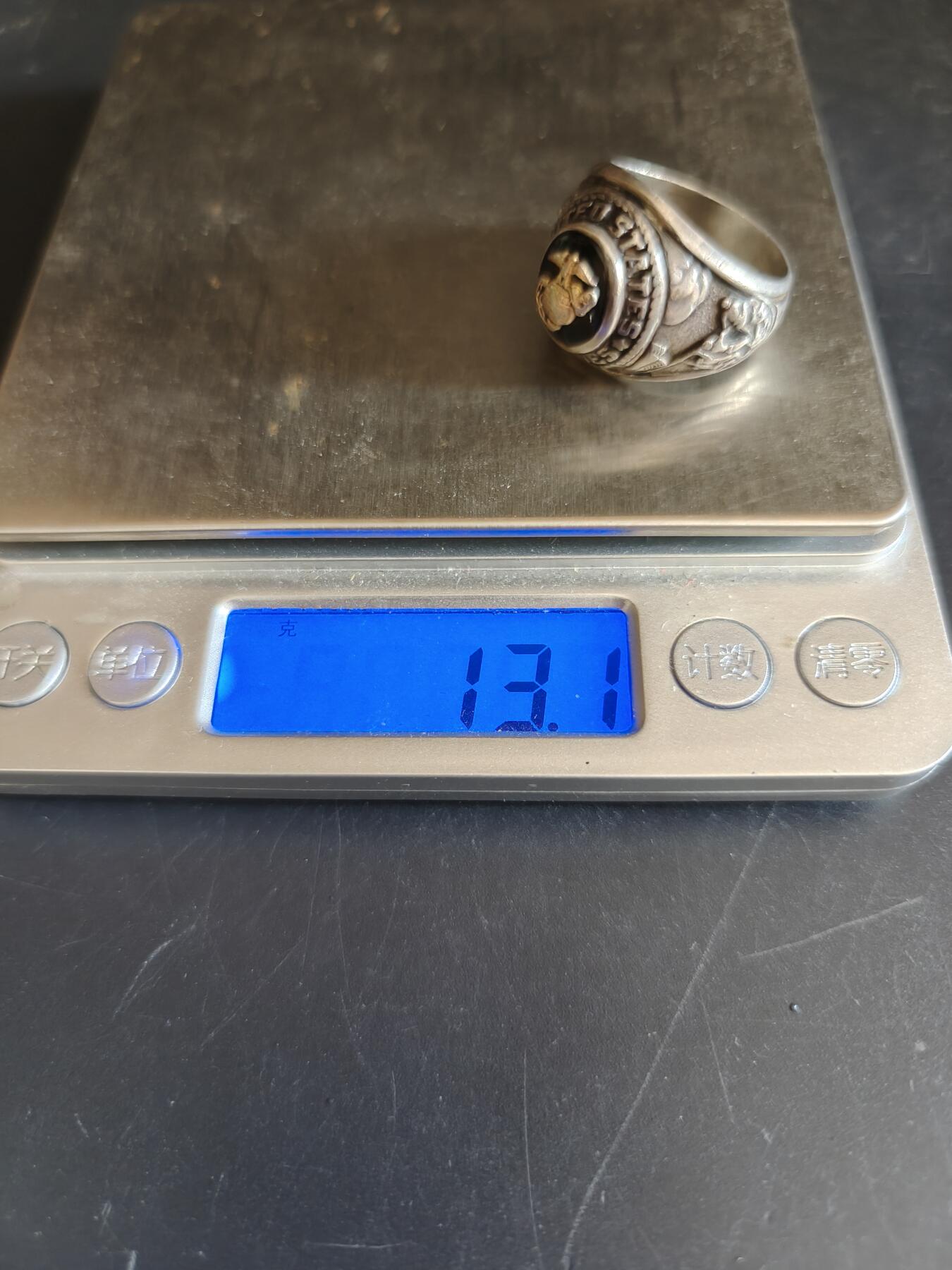 老王徽章第156期 美国二战海军陆战队925银戒指      雕刻精美    美码约9号尺寸     13g