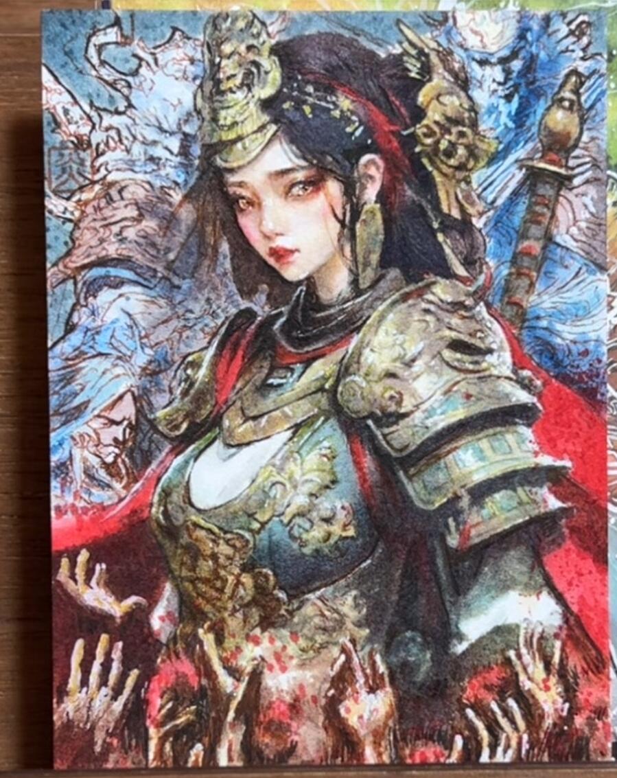 阳大大卡牌拍卖第76期（持续收拍品，周五晚上九点截拍，进群福利早知道） 【手绘卡】画师许火火 手绘卡作品《花木兰》分类：水彩