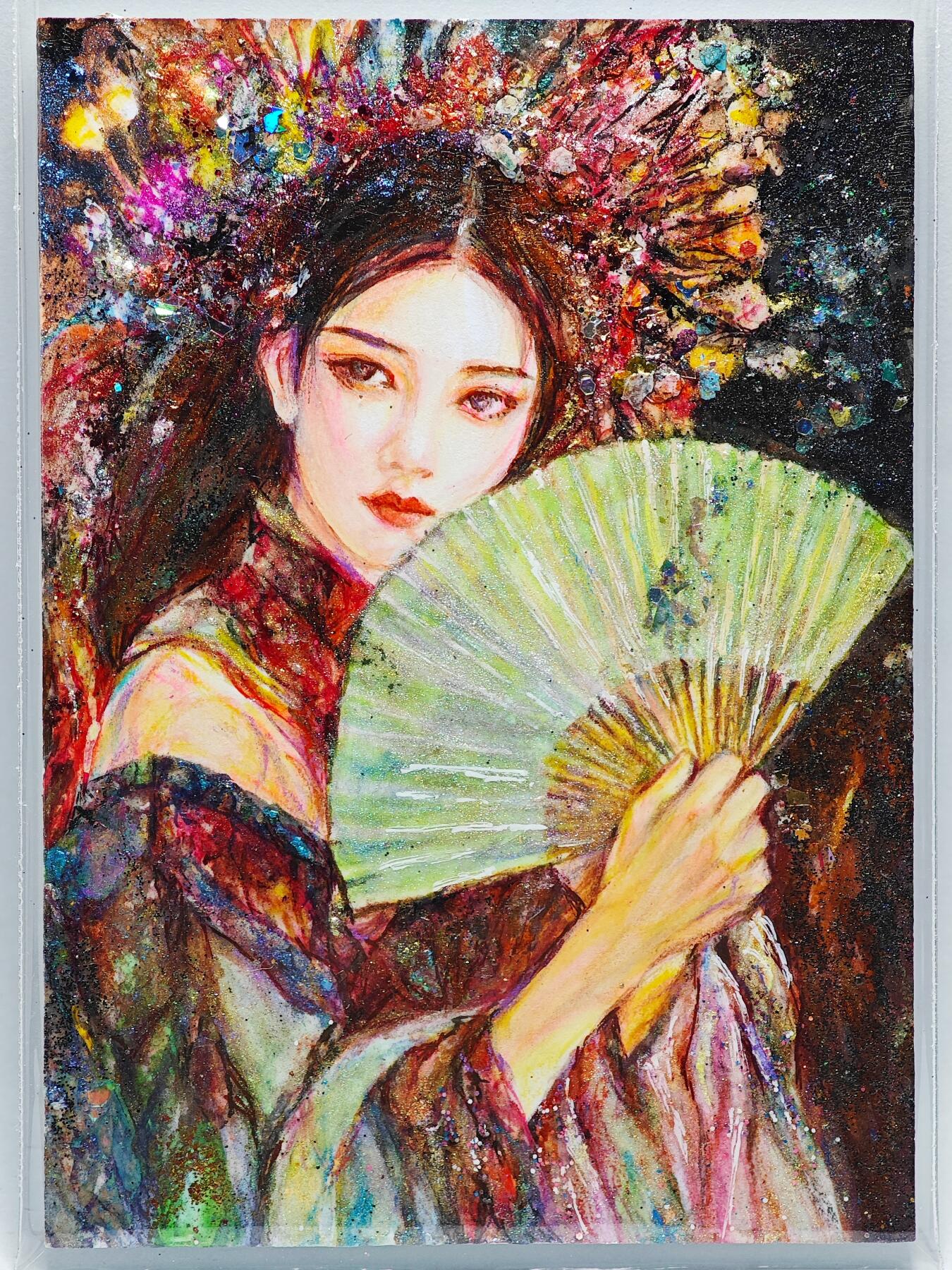 白泽拍卖卡牌手绘专场第26期（霜降天寒蝉噤语，风高夜冷桂留香） 2025 掌上潮流手绘卡 千千念  葡萄岩彩亲签