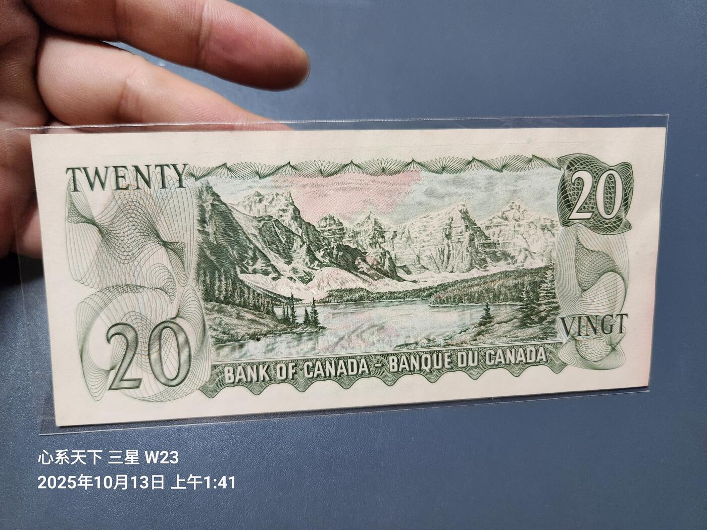 10月16号晚上8点 外国纸币自动截拍第43场 加拿大 1969年 景观版 20元 直板原票近全新 正面号