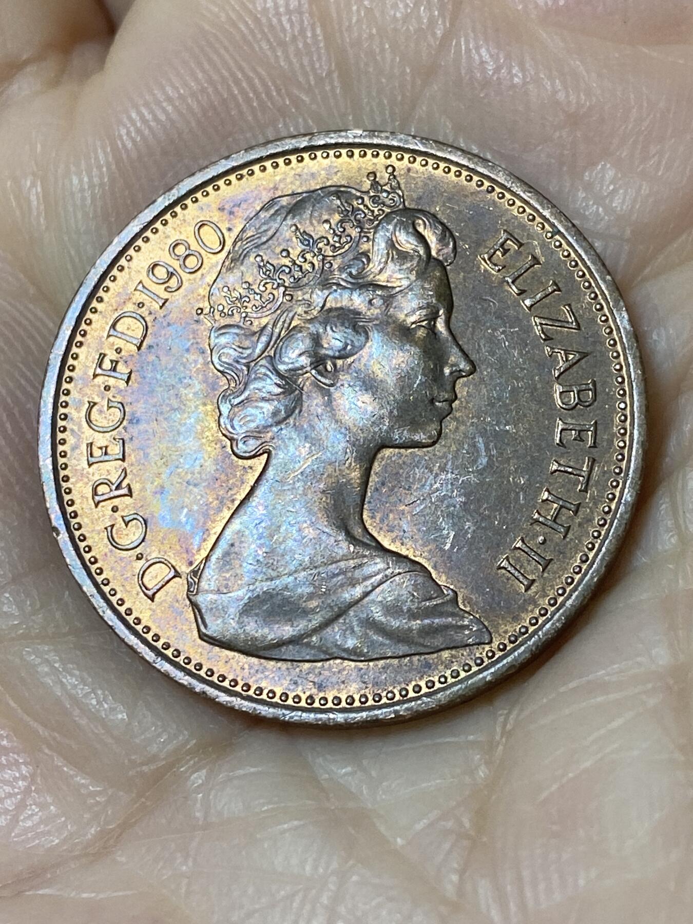 2025年第一百一十场(总第一百三十六场）外国好品散币(免佣金) 英国🇬🇧1980年2新便士(伊丽莎白二世中年花冠，十进制第一版)