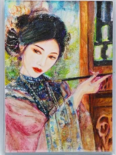 白泽拍卖卡牌手绘专场第26期（霜降天寒蝉噤语，风高夜冷桂留香） - 2025 掌上潮流手绘卡 凝思  葡萄岩彩亲签