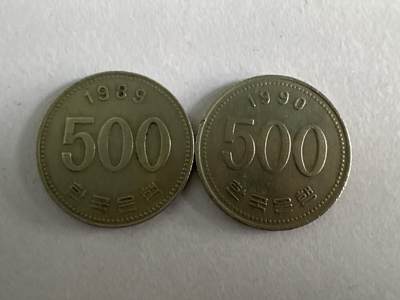 外国硬币+纸币专场 - 韩国500元2枚