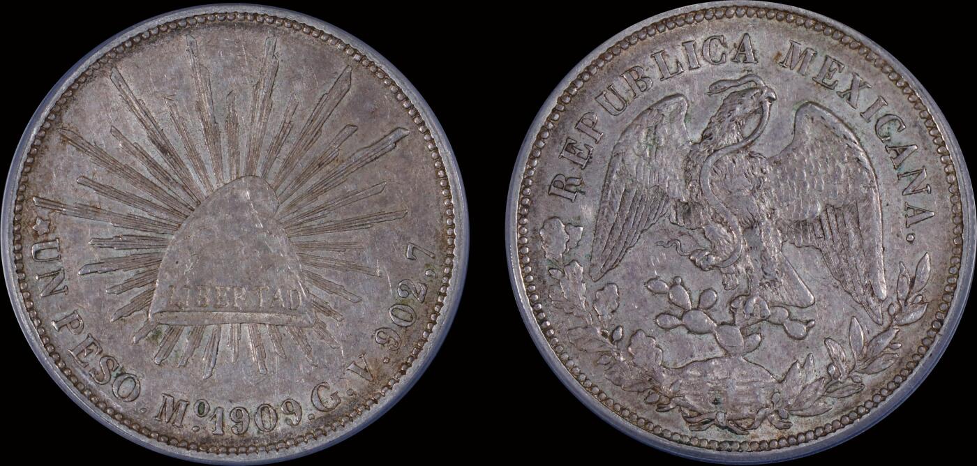 南京三省2025年秋季拍卖会 1909年墨西哥鹰洋一比索/ PCGS AU50/ 86252401
