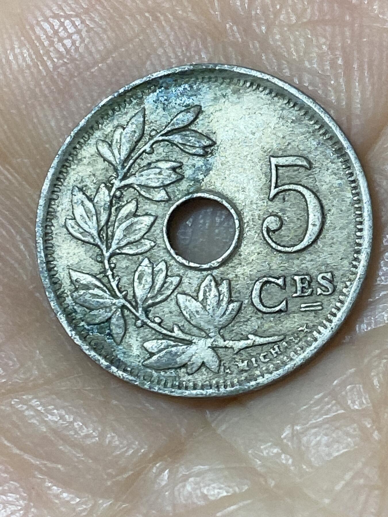 2025年第一百一十场(总第一百三十六场）外国好品散币(免佣金) 比利时🇧🇪1922年5分(阿尔贝一世时期，法语版)