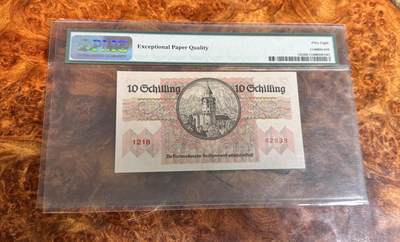 得物收藏 Chase Auction 第34期 - - 外钞、民国钞和人民币混合场！持续更新中！ 1946年奥地利10先令，PMG58e！