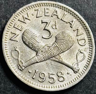 神仙姐姐-中外币专场22 - 好品 1958 年英属新西兰 3 便士