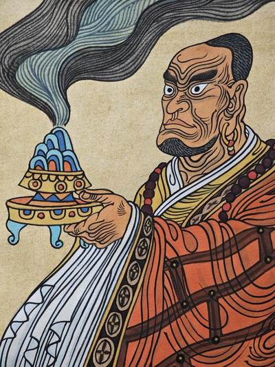 白泽拍卖卡牌手绘专场第26期（霜降天寒蝉噤语，风高夜冷桂留香） 2013 陈岱青手绘画 戒定真香 尺寸：20.7cm*29.3cm  陈岱青亲题