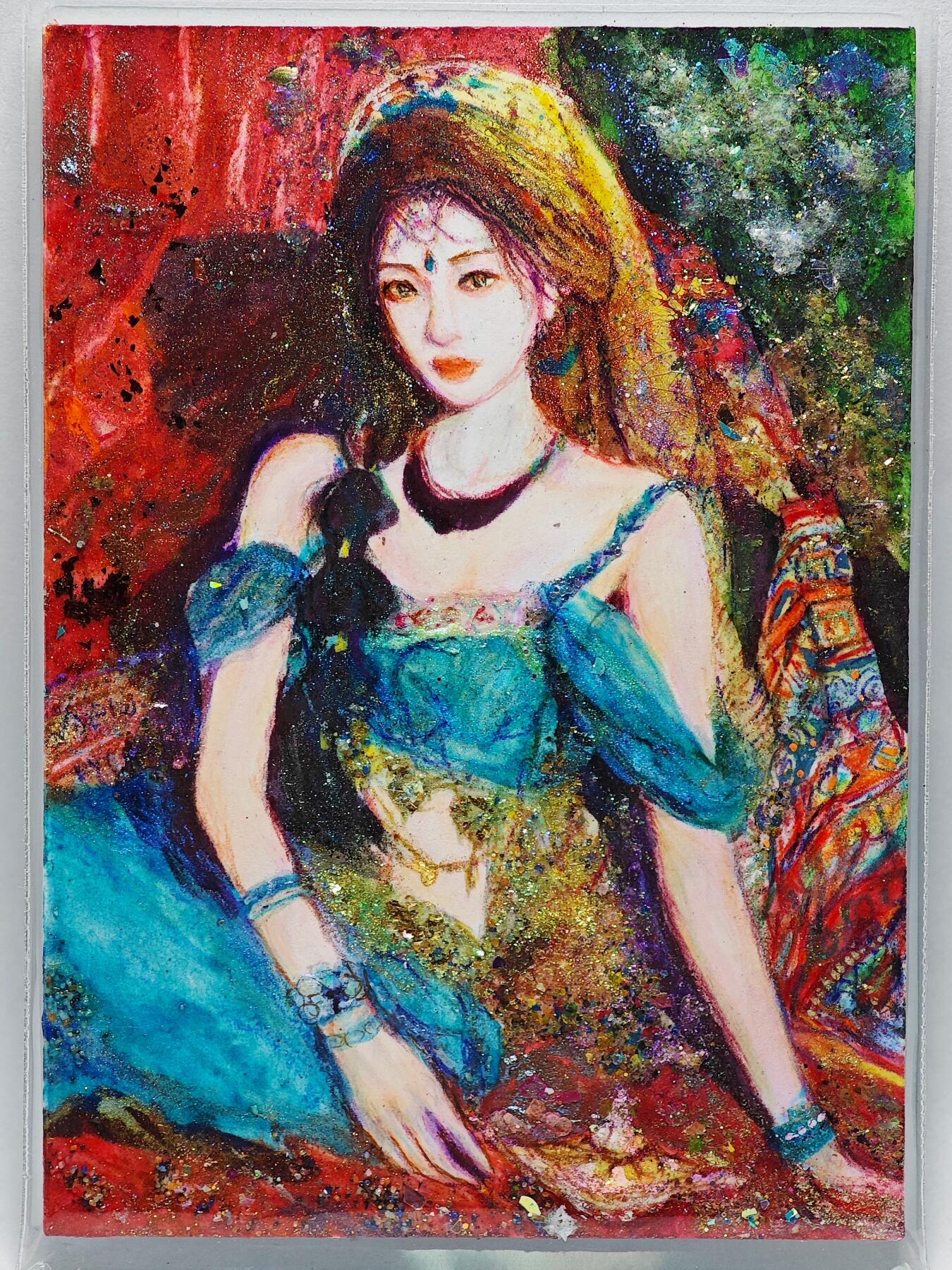 白泽拍卖卡牌手绘专场第26期（霜降天寒蝉噤语，风高夜冷桂留香） 2025 掌上潮流手绘卡 等待  葡萄岩彩亲签