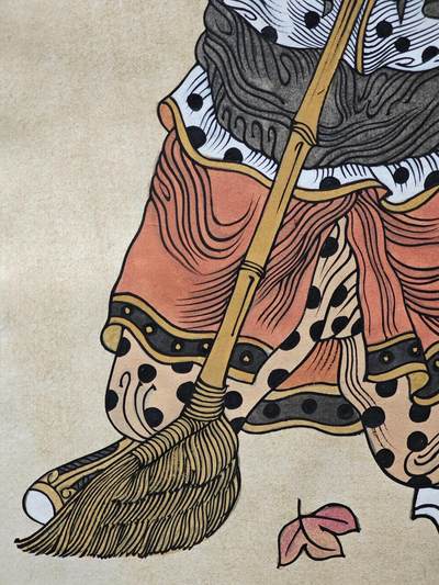 白泽拍卖卡牌手绘专场第26期（霜降天寒蝉噤语，风高夜冷桂留香） 2013 陈岱青手绘画 周利盘陀伽 尺寸：20.7cm*29.3cm  陈岱青亲题